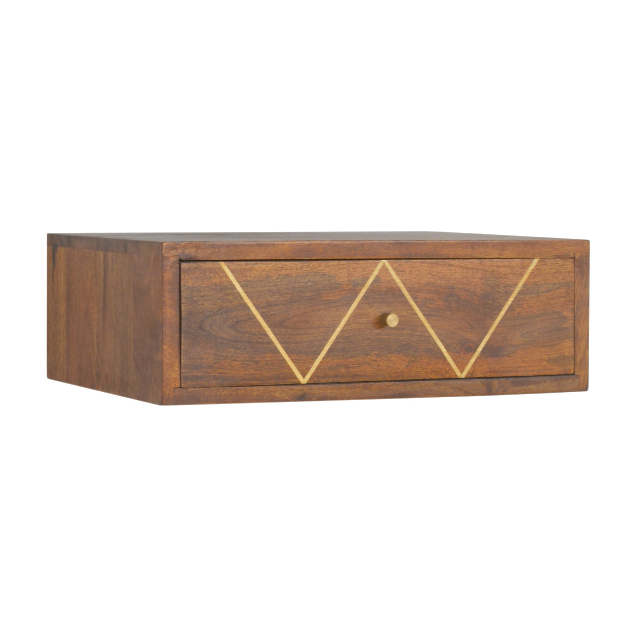 Floating Chestnut Brass Nightsand