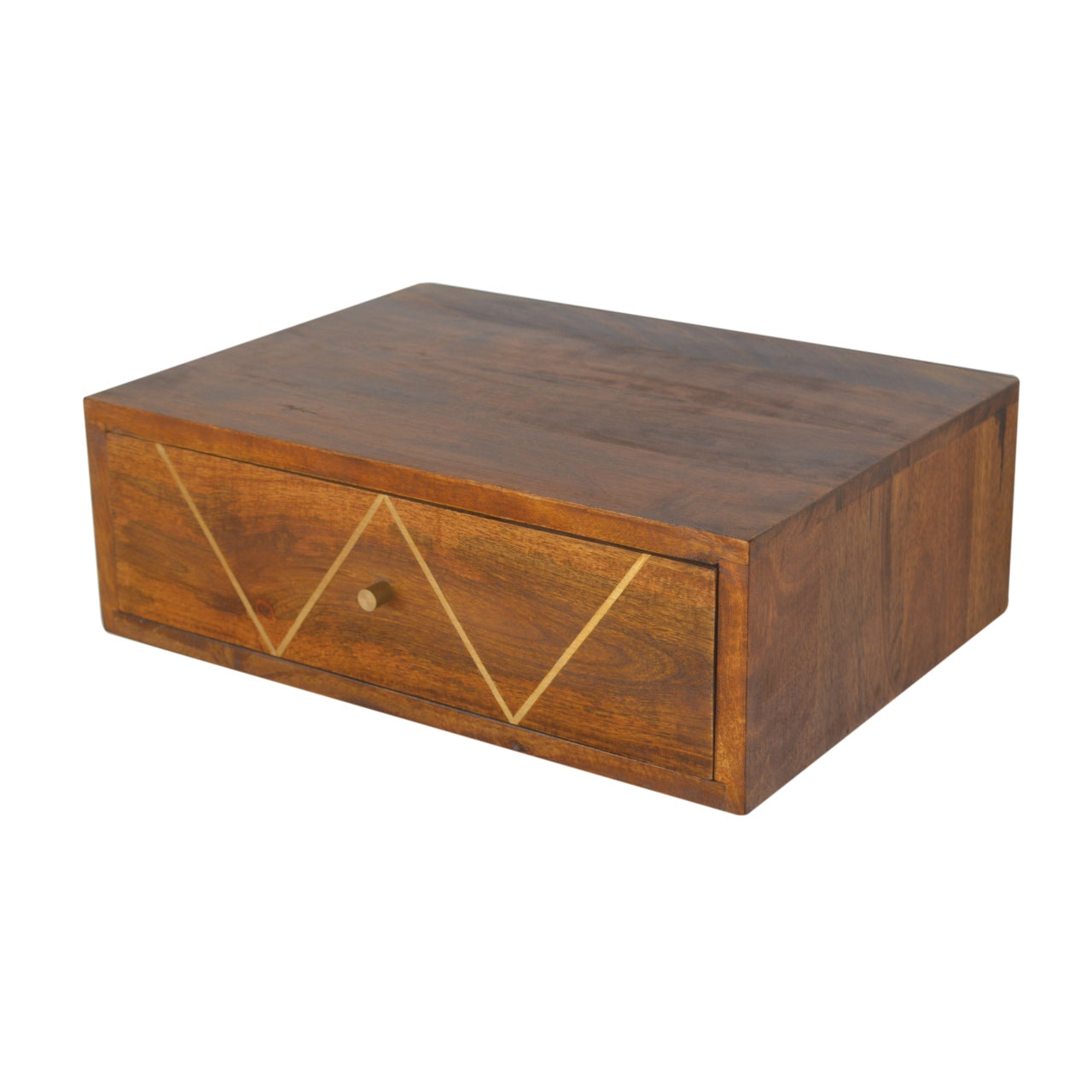 Floating Chestnut Brass Nightsand