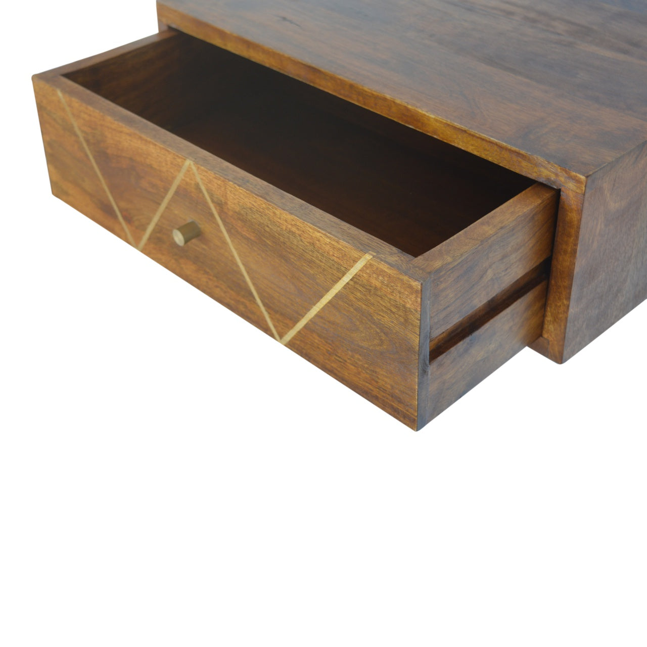 Floating Chestnut Brass Nightsand