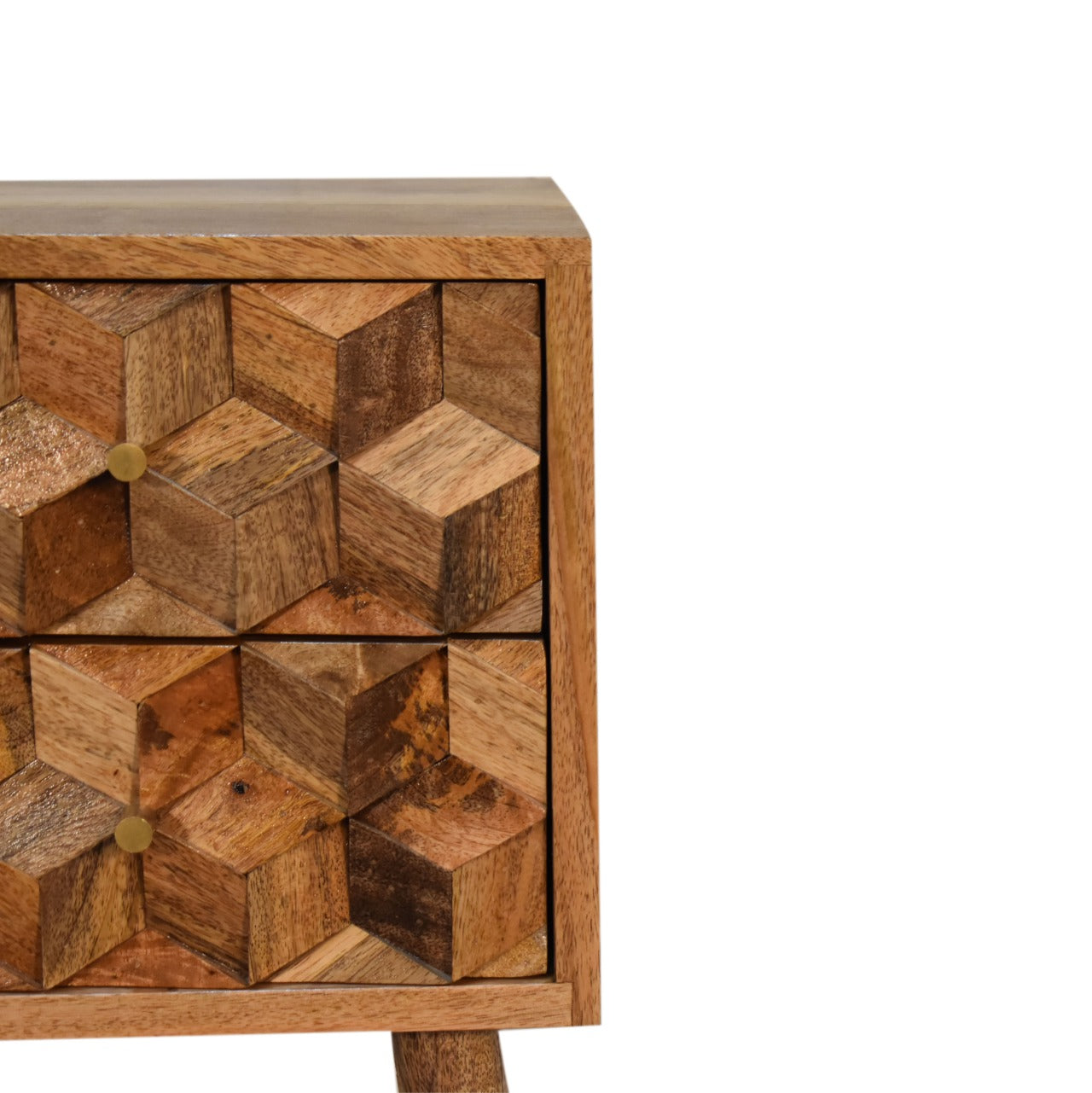 Mini Cube Carved 2 Drawer Nightsand
