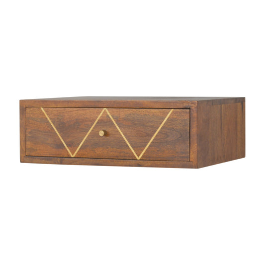 Floating Chestnut Brass Nightsand