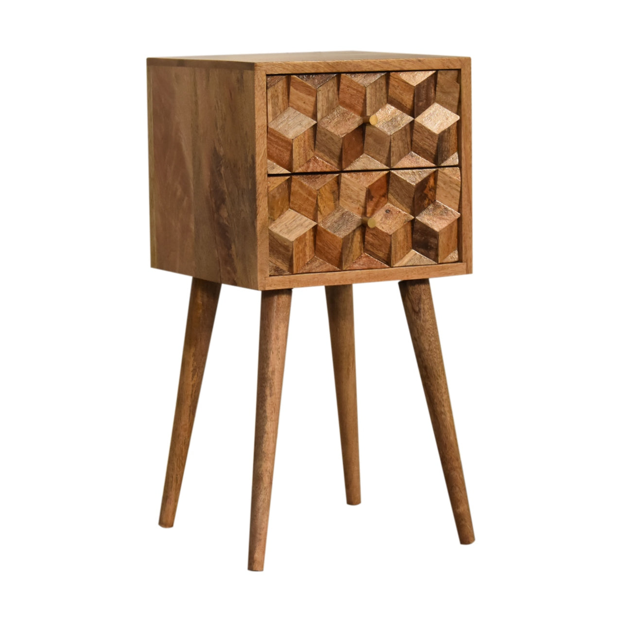 Mini Cube Carved 2 Drawer Nightsand
