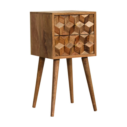 Mini Cube Carved 2 Drawer Nightsand