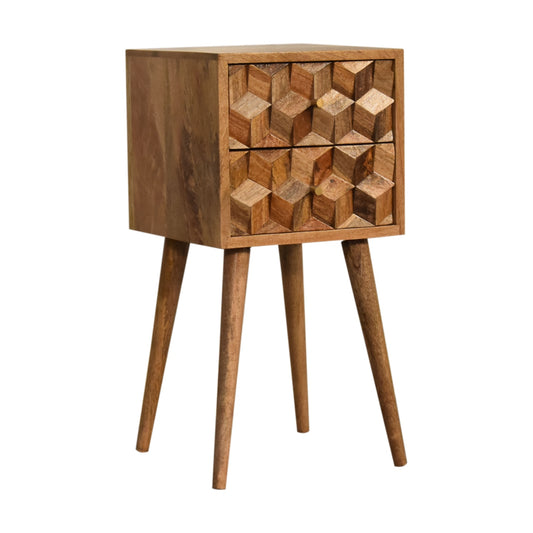 Mini Cube Carved 2 Drawer Nightsand