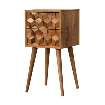 Mini Cube Carved 2 Drawer Nightsand