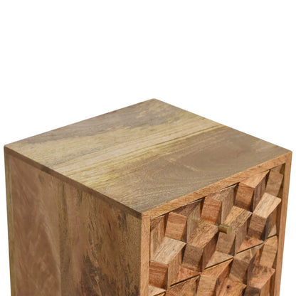 Mini Cube Carved 2 Drawer Nightsand