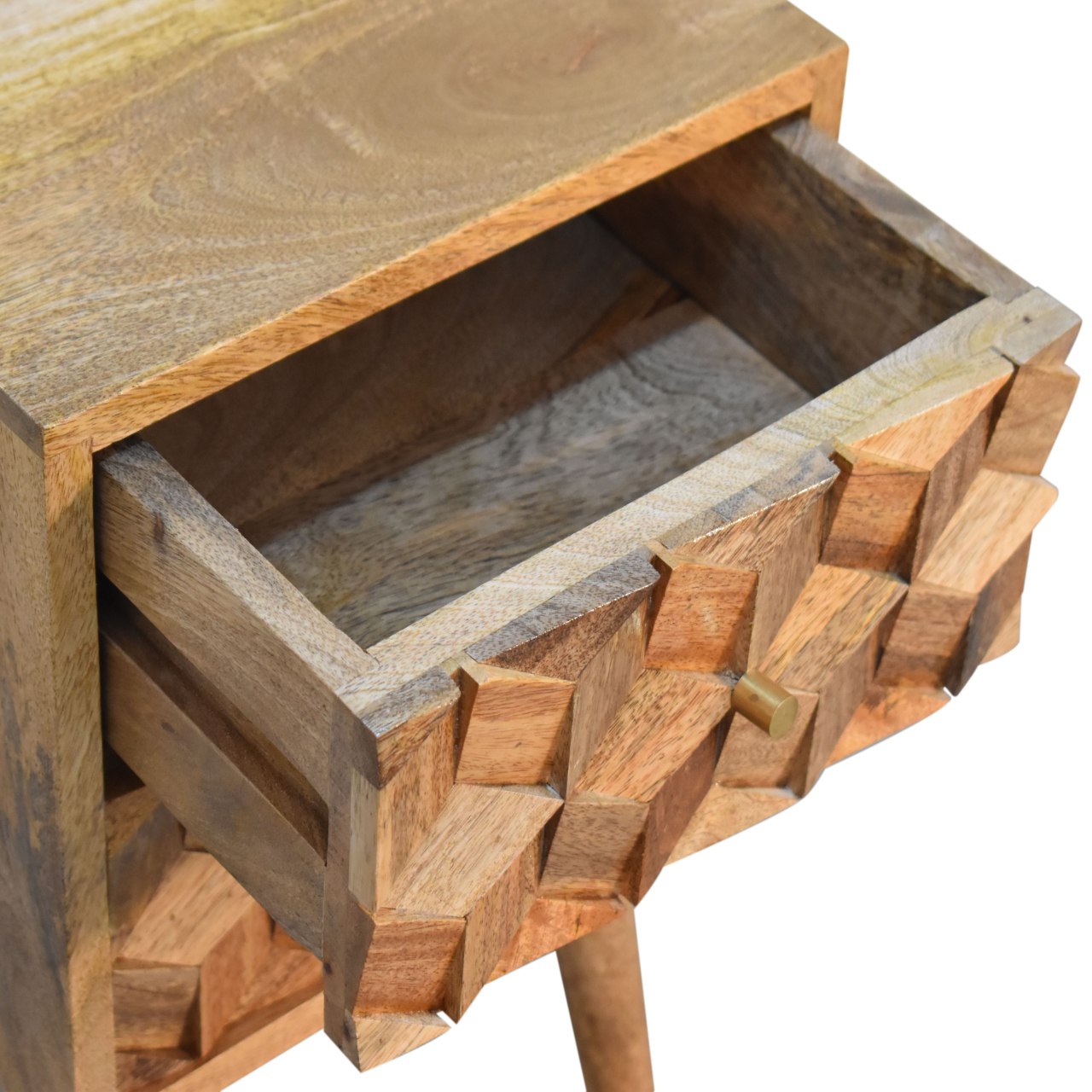 Mini Cube Carved 2 Drawer Nightsand