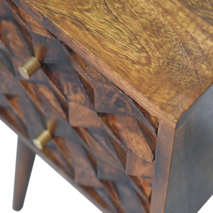 Mini Chestnut Cube 2 Drawer Nightsand