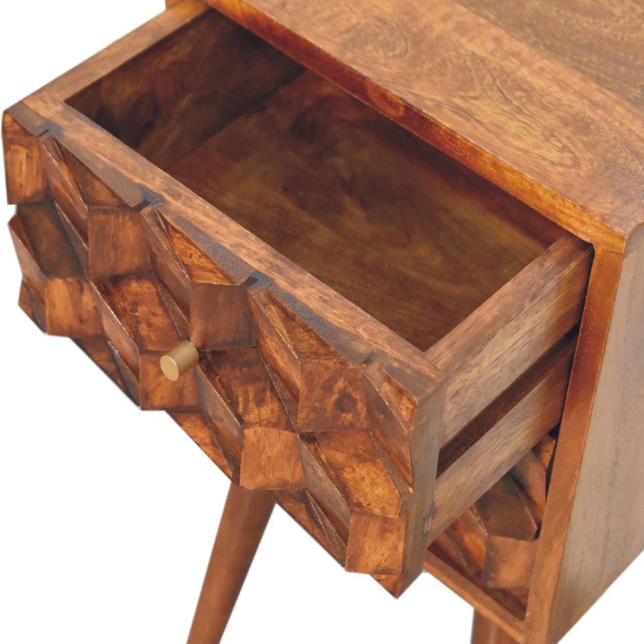 Mini Chestnut Cube 2 Drawer Nightsand