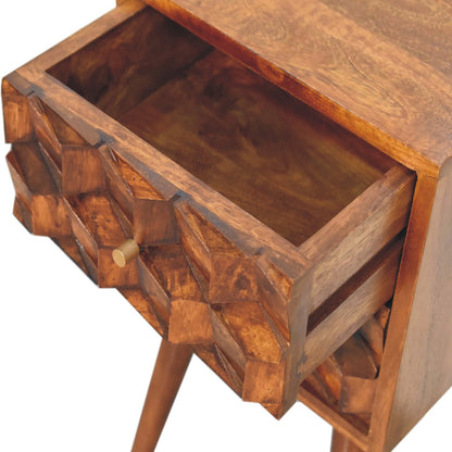 Mini Chestnut Cube 2 Drawer Nightsand