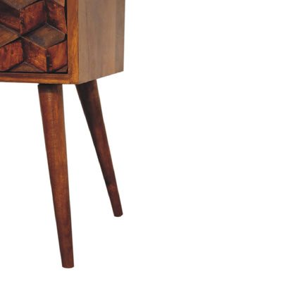 Mini Chestnut Cube 2 Drawer Nightsand