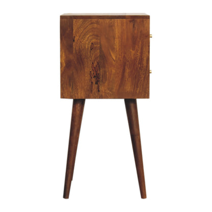 Mini Chestnut Cube 2 Drawer Nightsand