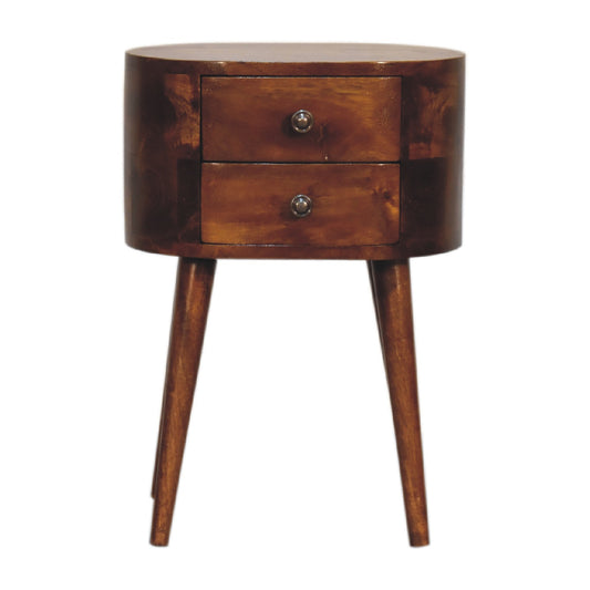 Mini Chestnut Rounded Nightsand Table