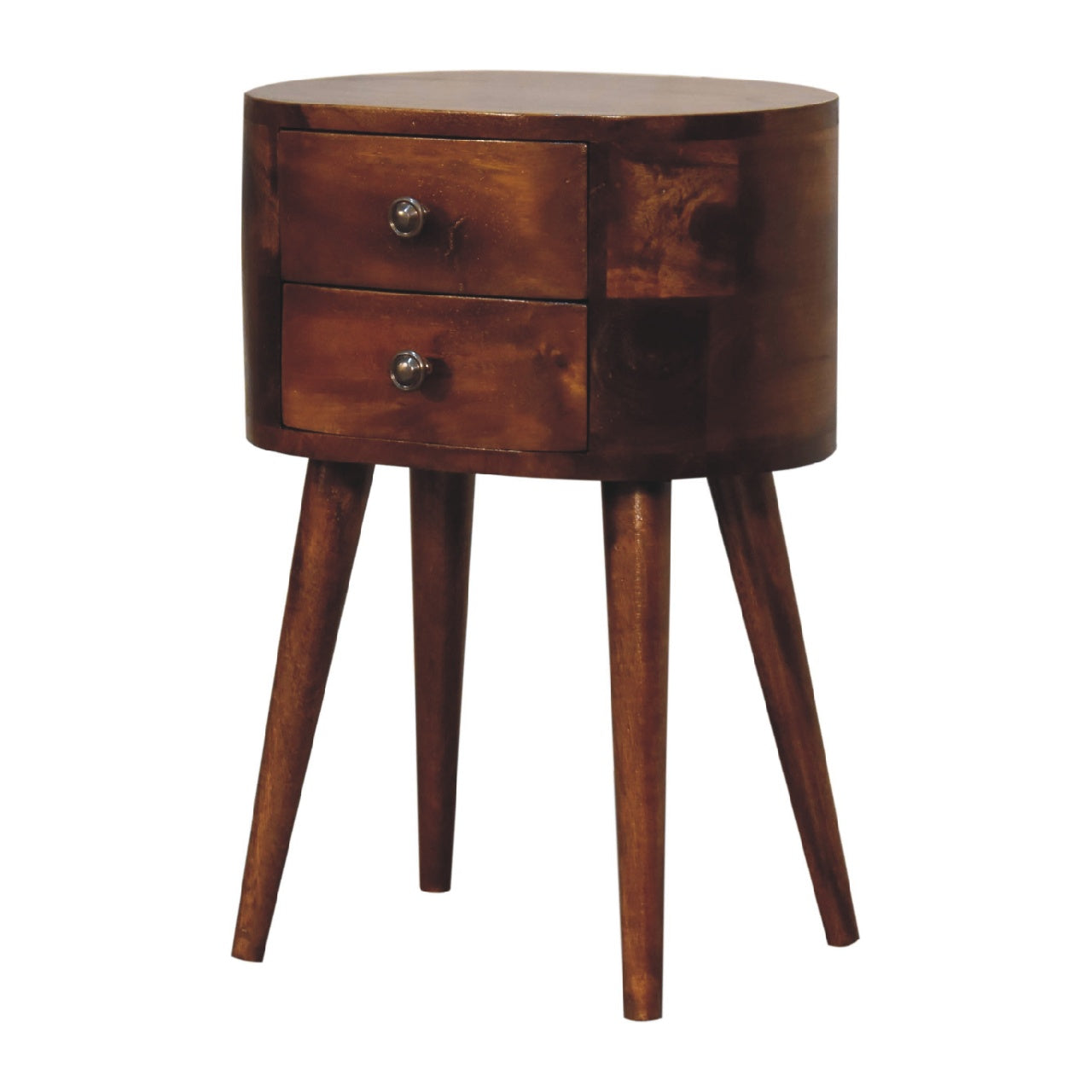 Mini Chestnut Rounded Nightsand Table