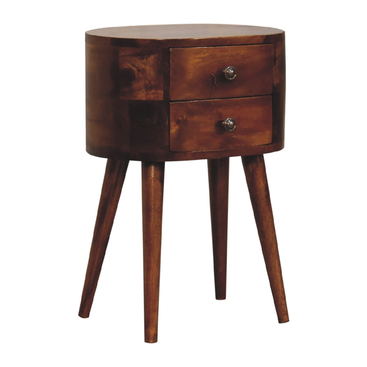 Mini Chestnut Rounded Nightsand Table