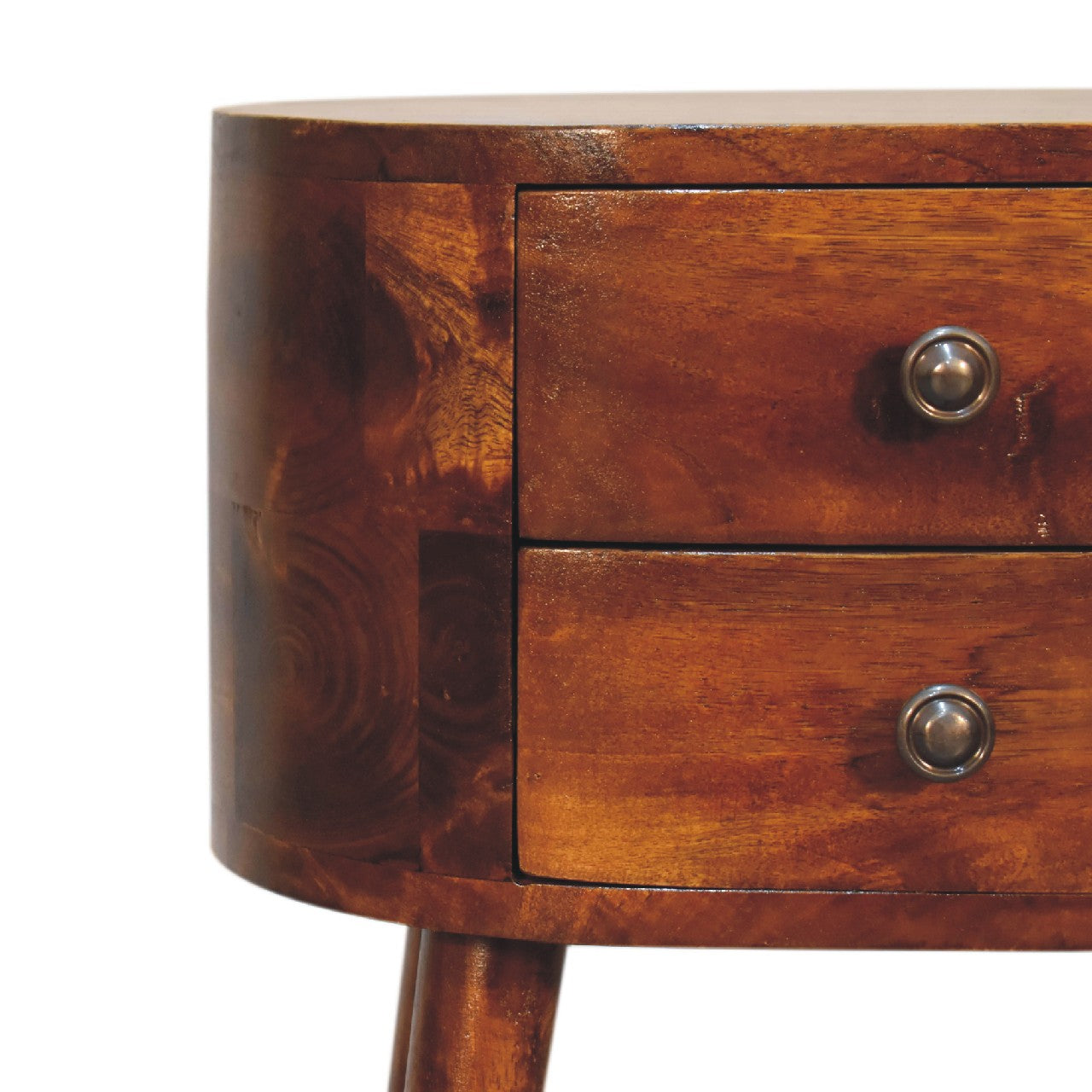 Mini Chestnut Rounded Nightsand Table