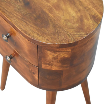 Mini Chestnut Rounded Nightsand Table