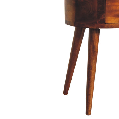 Mini Chestnut Rounded Nightsand Table
