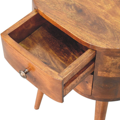 Mini Chestnut Rounded Nightsand Table