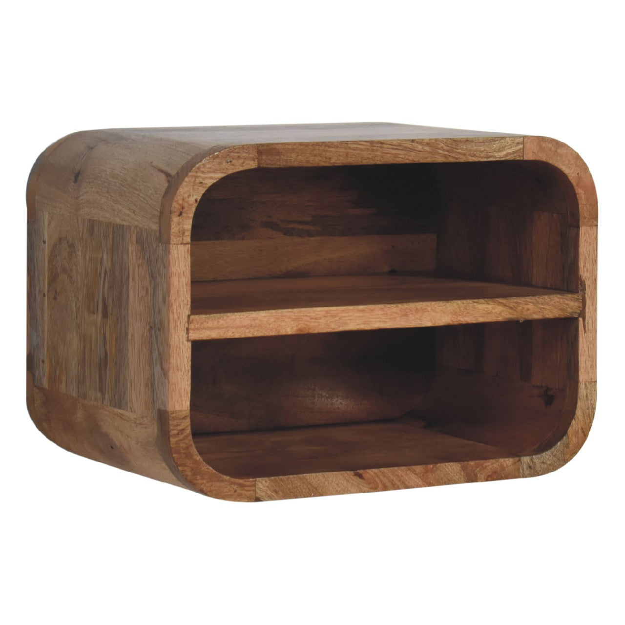 Oak-ish Floating Open Curve Nightsand