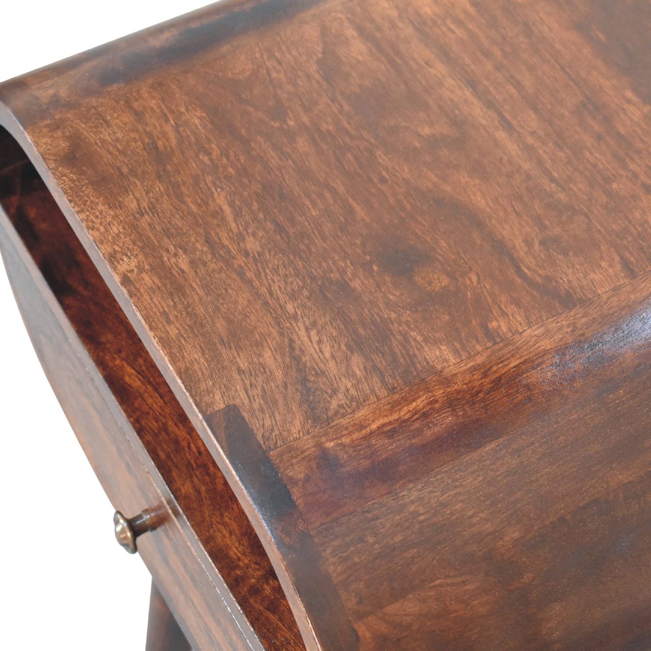 Light Walnut Circular Nightsand with Open Slot
