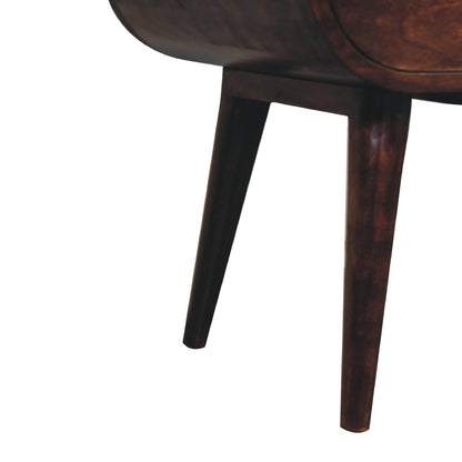 Light Walnut Circular Nightsand with Open Slot