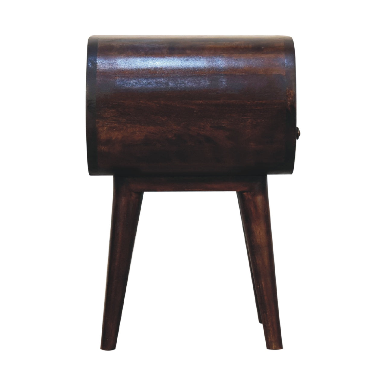 Light Walnut Circular Nightsand with Open Slot