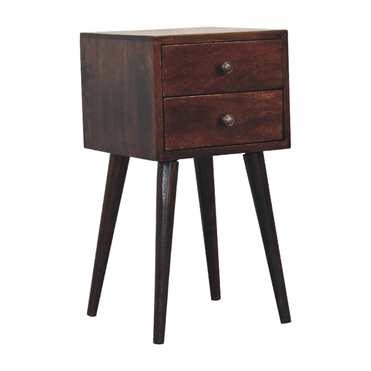 Mini 2 Drawer Light Walnut Nightsand