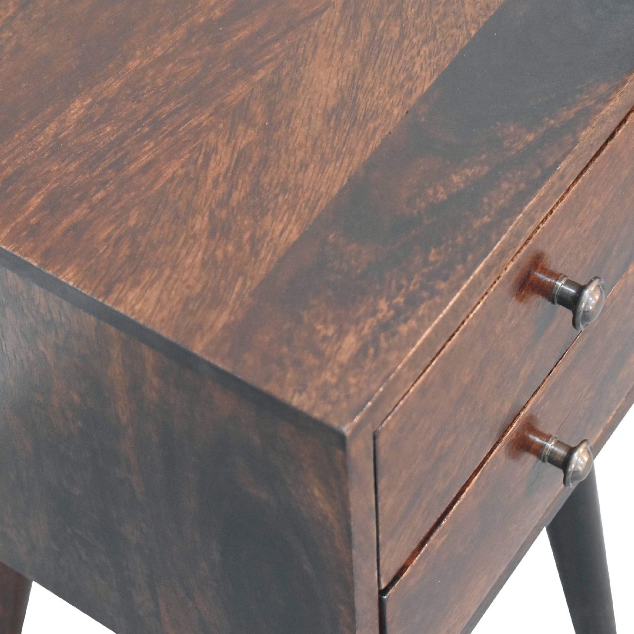 Mini 2 Drawer Light Walnut Nightsand