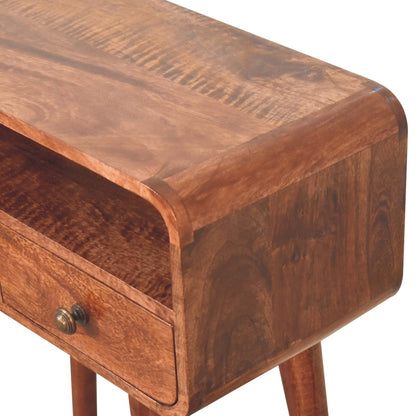 Mini Curved Honey Caramel Console Table