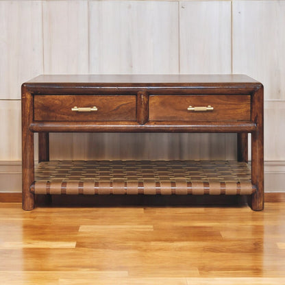 Regency Woven Console Table with 2 drawers