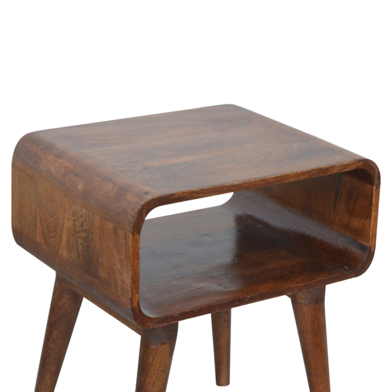 Curved Open Chestnut Nightsand